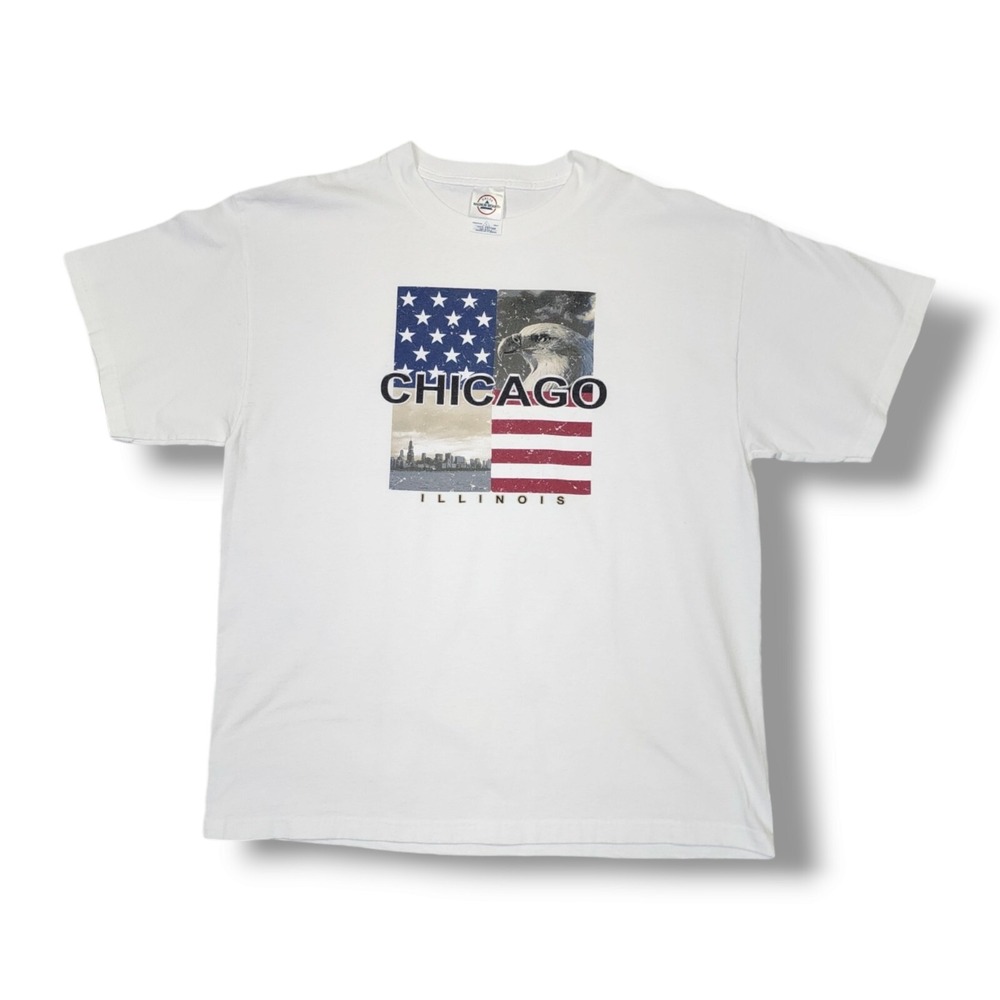 Vintage Delta Magnum‎ Weight Chicago Illinois USA White 90's T Shirt Size Large